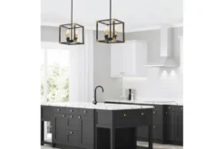 Lampadario a sospensione di metallo in colore nero con ottone WALDORF W4