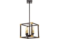 Lampadario a sospensione di metallo in colore nero con ottone WALDORF W4