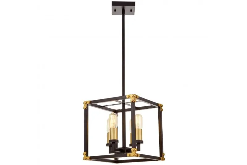 Lampadario a sospensione di metallo in colore nero con ottone WALDORF W4