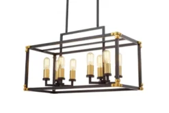 Lampadario a sospensione di metallo in colore nero con ottone WALDORF W8