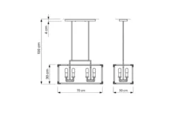 Lampadario a sospensione di metallo in colore nero con ottone WALDORF W8
