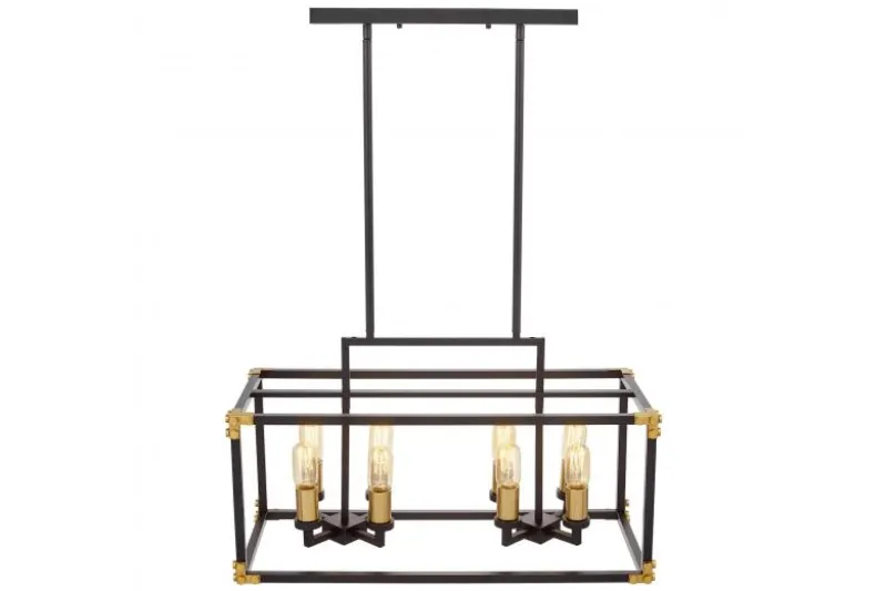 Lampadario a sospensione di metallo in colore nero con ottone WALDORF W8