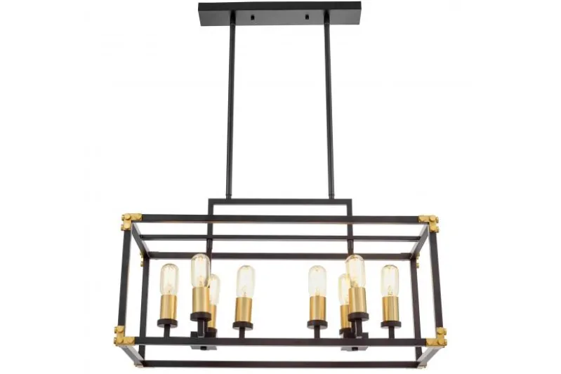 Lampadario a sospensione di metallo in colore nero con ottone WALDORF W8