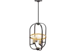 Lampadario a sospensione di metallo in colore nero con ottone MONTEREY W4