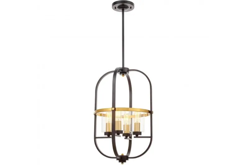 Lampadario a sospensione di metallo in colore nero con ottone MONTEREY W4