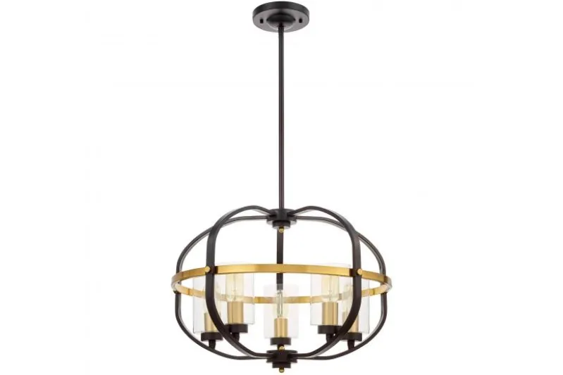 Lampadario a sospensione di metallo in colore nero con ottone MONTEREY W5