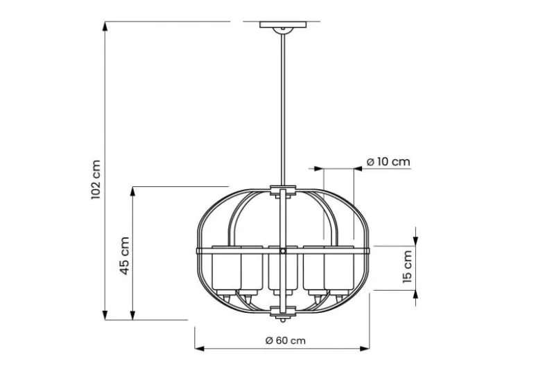 Lampadario a sospensione di metallo in colore nero con ottone MONTEREY W5