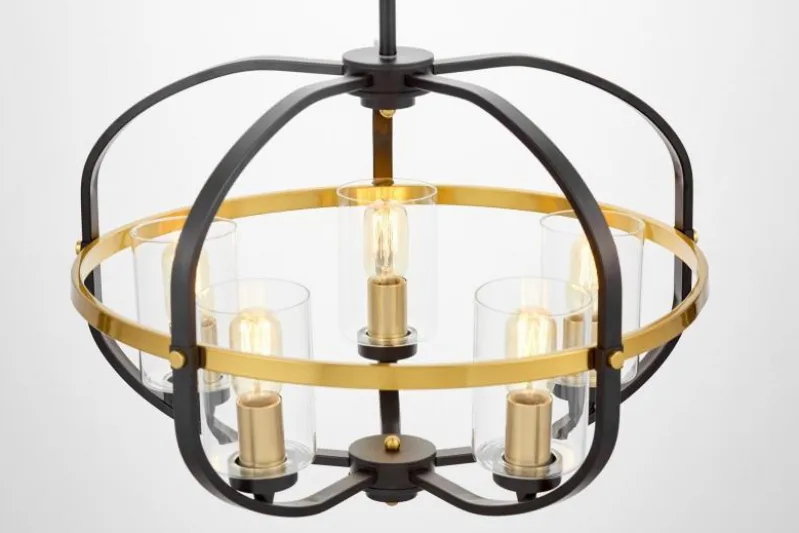 Lampadario a sospensione di metallo in colore nero con ottone MONTEREY W5