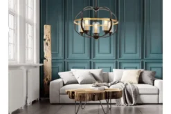 Lampadario a sospensione di metallo in colore nero con ottone MONTEREY W5