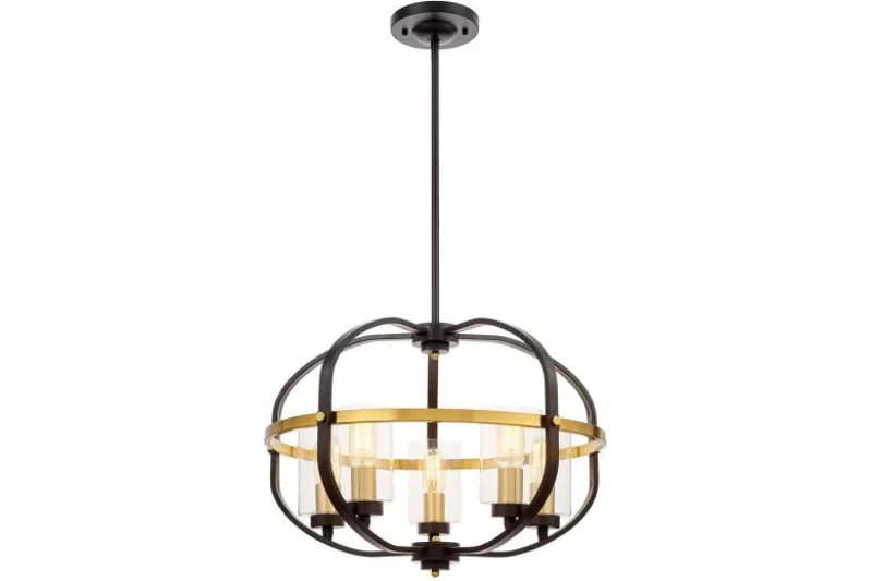 Lampadario a sospensione di metallo in colore nero con ottone MONTEREY W5