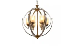 Lampadario a sospensione di metallo in colore satinato con ottone BERGEN W6