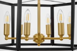 Lampadario a sospensione esagonale di metallo in colore nero con ottone LORTON W6