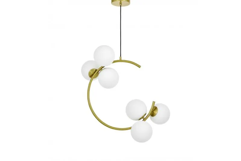 Lampadario a sospensione in metallo ottone e sfere in vetro BONIO W6