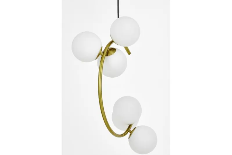 Lampadario a sospensione in metallo ottone e sfere in vetro BONIO W6