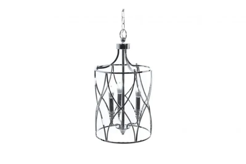Lampadario a sospensione in stile art déco di metallo cromato ELMONT W3