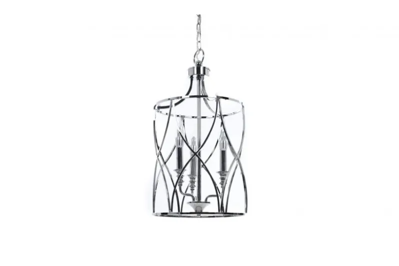 Lampadario a sospensione in stile art déco di metallo cromato ELMONT W3