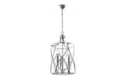 Lampadario a sospensione in stile art déco di metallo cromato ELMONT W3