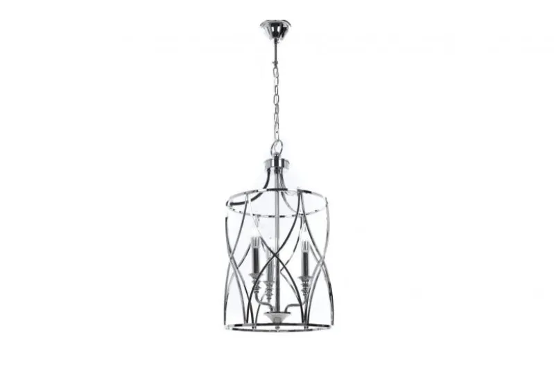 Lampadario a sospensione in stile art déco di metallo cromato ELMONT W3