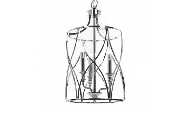 Lampadario a sospensione in stile art déco di metallo cromato ELMONT W3