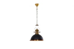 Lampadario a sospensione in stile industriale ETTORE Nero e Ottone