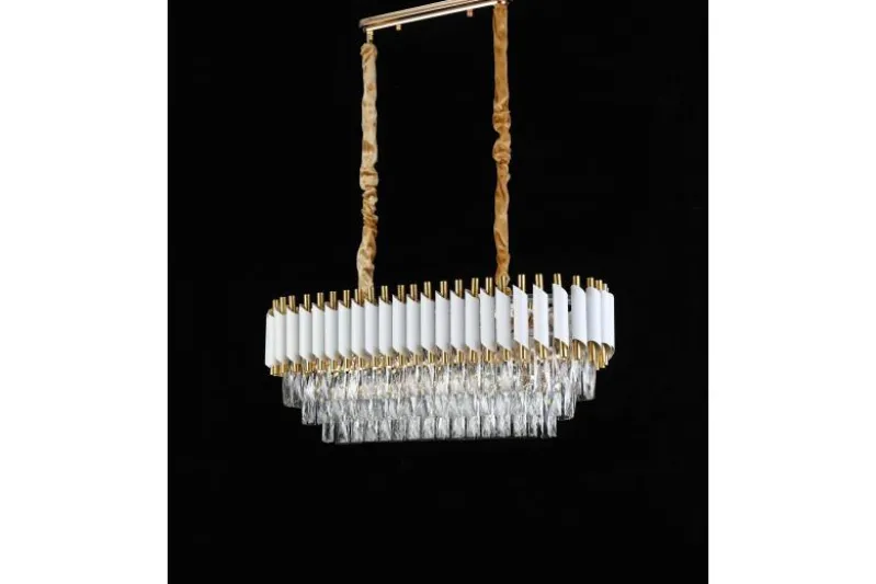 Lampadario a sospensione moderno cristalli bianco e oro MAZINI PRO