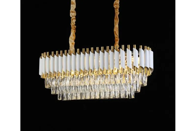 Lampadario a sospensione moderno cristalli bianco e oro MAZINI PRO