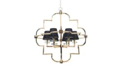 Lampadario a sospensione moderno in metallo colore oro con paralume nero BALTIMORE W6