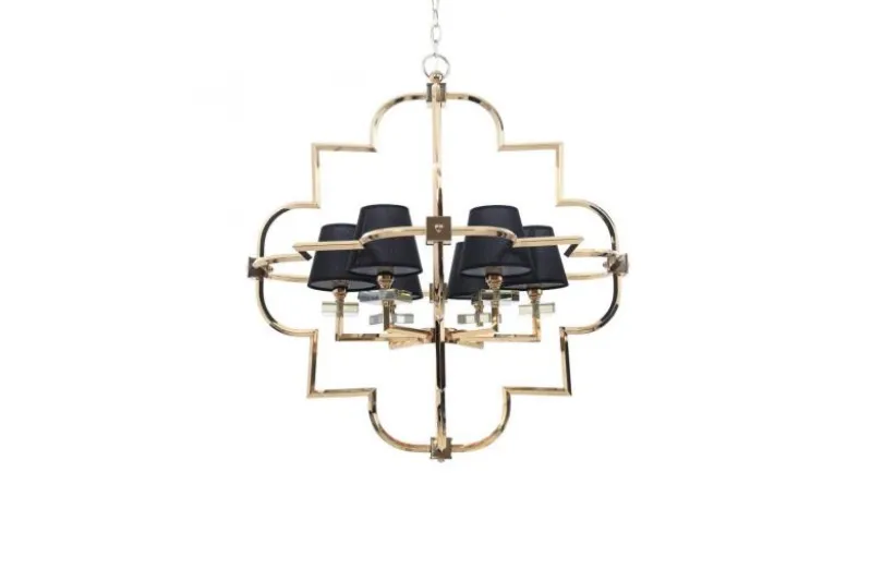 Lampadario a sospensione moderno in metallo colore oro con paralume nero BALTIMORE W6
