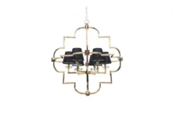 Lampadario a sospensione moderno in metallo colore oro con paralume nero BALTIMORE W6