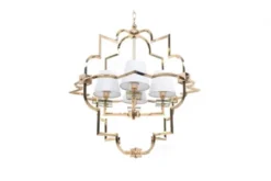 Lampadario a sospensione moderno in metallo colore oro con paralume bianco BALTIMORE W4