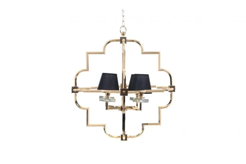 Lampadario a sospensione moderno in metallo colore oro con paralume nero BALTIMORE W4