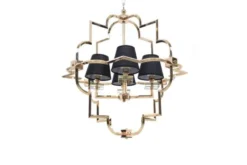 Lampadario a sospensione moderno in metallo colore oro con paralume nero BALTIMORE W4
