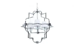 Lampadario a sospensione moderno in metallo cromato con paralume bianco BALTIMORE W4