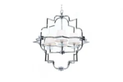 Lampadario a sospensione moderno in metallo cromato con paralume bianco BALTIMORE W4