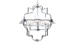 Lampadario a sospensione moderno in metallo cromato con paralume bianco BALTIMORE W4