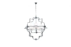 Lampadario a sospensione moderno in metallo cromato con paralume bianco BALTIMORE W4