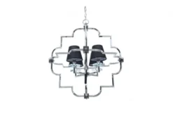 Lampadario a sospensione moderno in metallo cromato con paralume nero BALTIMORE W4