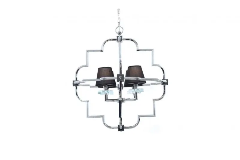 Lampadario a sospensione moderno in metallo cromato con paralume nero BALTIMORE W4
