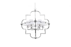 Lampadario a sospensione moderno in metallo cromato con paralume bianco BALTIMORE W6