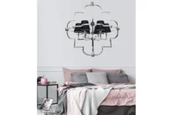 Lampadario a sospensione moderno in metallo cromato con paralume nero BALTIMORE W6