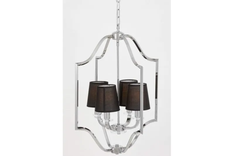 Lampadario a sospensione moderno nero e cromato ORLANDO W4