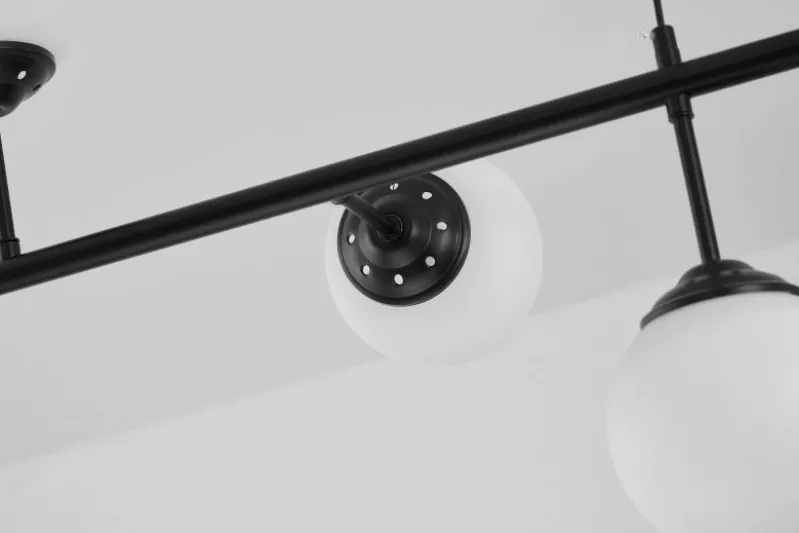 Lampadario a sospensione nero 2 attacchi a soffitto 6 sfere FINO W6