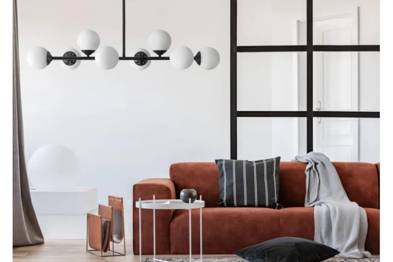 Lampadario a sospensione nero 8 sfere FINO W8