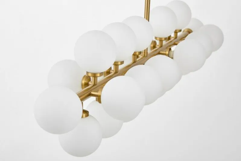 Lampadario a sospensione palle bianche asta orizzontale ottone PETRICA W24