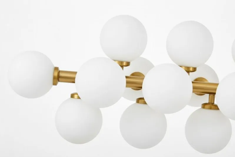 Lampadario a sospensione palle bianche asta orizzontale ottone PETRICA W24