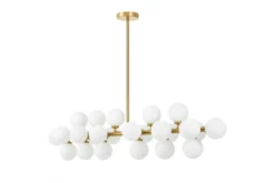 Lampadario a sospensione palle bianche asta orizzontale ottone PETRICA W24