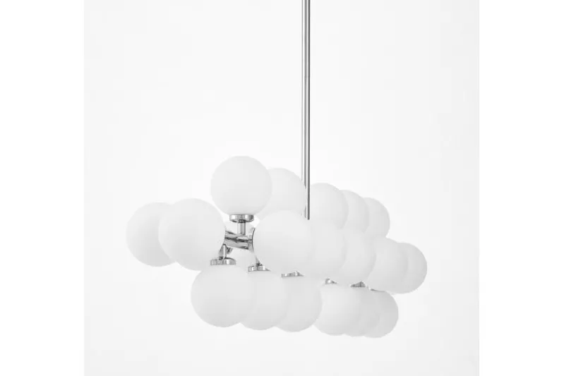 Lampadario a sospensione palle bianche ramo cromato PETRICA W24