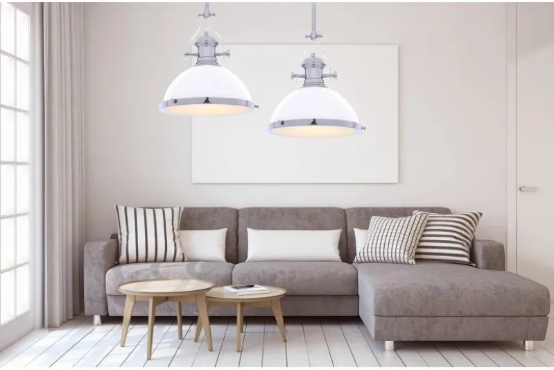 Lampadario a sospensione stile industriale Ettore Bianco