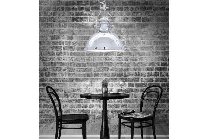 Lampadario a sospensione stile industriale Ettore Cromato
