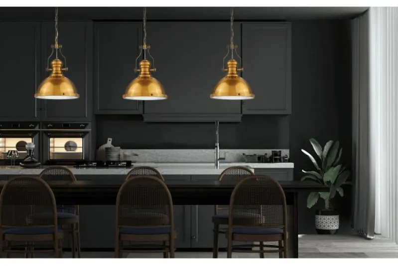 Lampadario a sospensione stile industriale Ettore Ottone